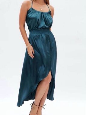 Anthropologie SET!  Satin Teal Two piece set Bishop and Young